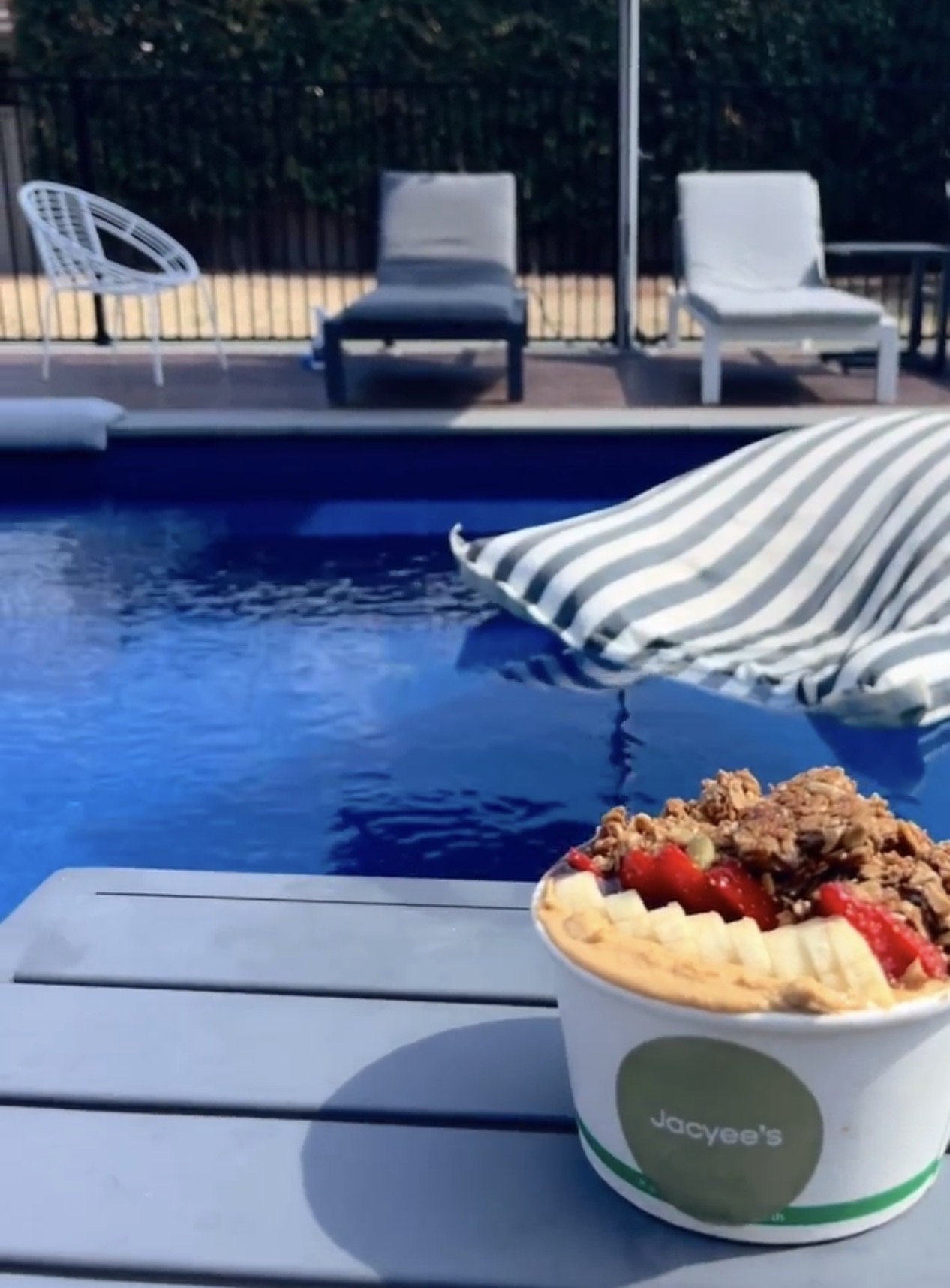 Poolside breakfast at Paradise Waters